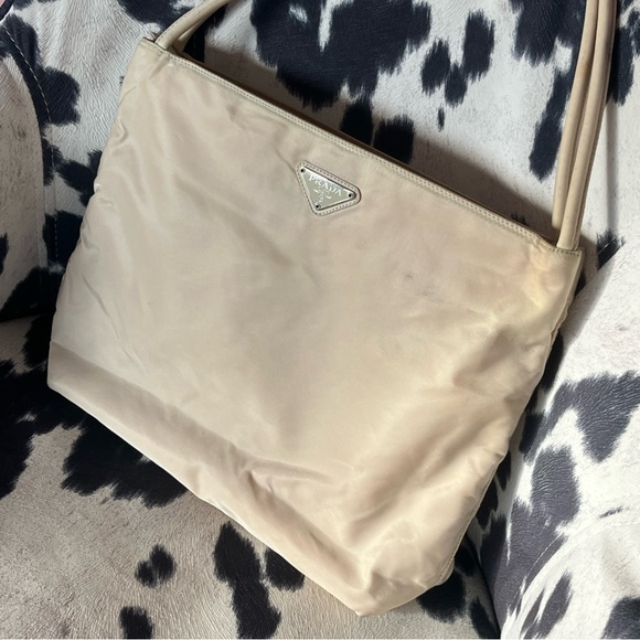 Prada Cream Nylon Shoulder Bag - Picture 1 of 16